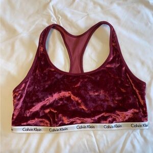 Calvin Klein Women's Velvet Bralette - Burgundy
